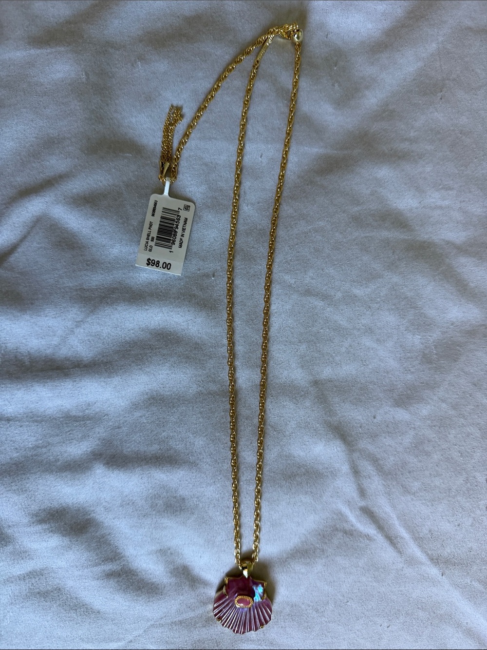 kendra scott lucia shell gold light mauve illusion short pendant necklace - Picture 4 of 8